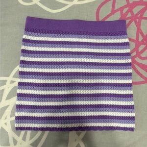 H&M Purple and White Crochet Mini Skirt